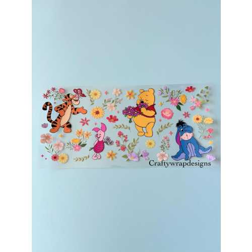 Winnie the Pooh Cup Wrap, uvdtf stickers for cups and tumblers, permanent stickers