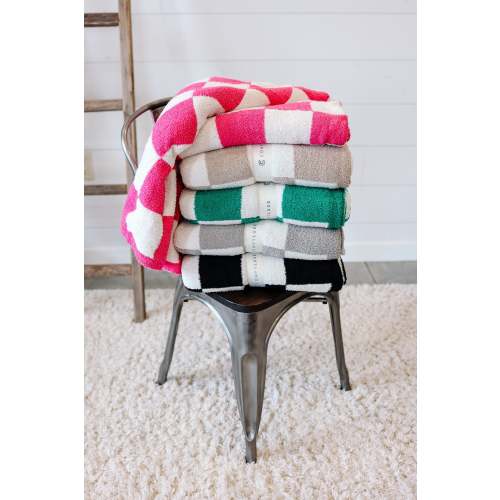 Checkerboard Comfy Luxe Blanket - Multiple Colors