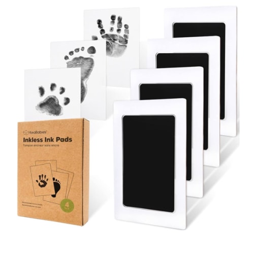 4-Pack Inkless Baby Hand and Footprint Kit - Mess Free Ink Pad for Newborn Keepsake, Dog Nose & Paw Print Kit, Clean Touch Ink Pad for Baby Hand & Footprints, Ideal New Mom Gifts (Jet Black)