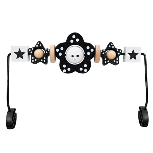 Wooden Baby Bouncer Toy Bar Attachment, Sensory Toy for Newborn to Toddler Boys Girls, Easy Install & Remove, Baby Bjorn Compatible (Black)