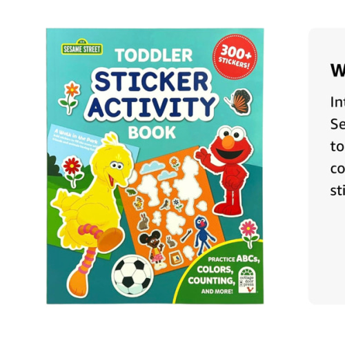 Sesame Street Sticker Activity Book for Toddlers and Preschoolers – 300+ Stickers with ABCs, Numbers, Colors, and Shapes – Fun Early Learning Travel Activity Book