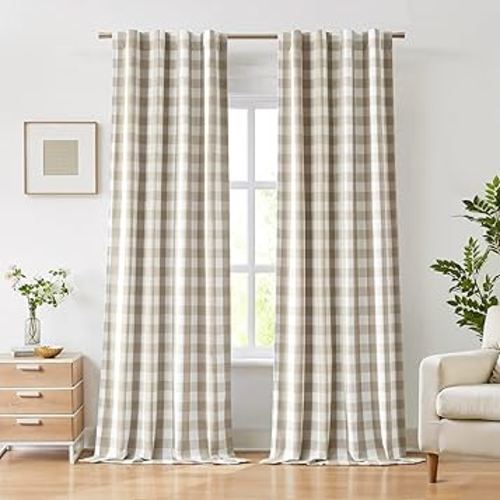 Amazon.com: Bapawfish Beige White Buffalo Plaid Blackout Curtains 84 Inch for Bedroom | Thermal Insulated Noise Reducing Drapes,Vintage Farmhouse Living Room Window Treatment,Rod Pocket Back Tabs,40"Wx84"Lx2 : Home & Kitchen