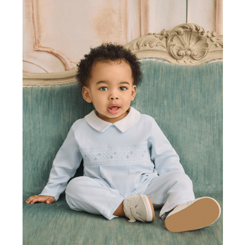 CLB Fall Blue Hand Smocked Playsuit