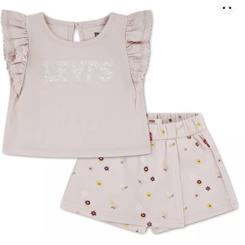 Levi - Baby Girls' Knit Top and Ditsy Skort, 2-Piece Set