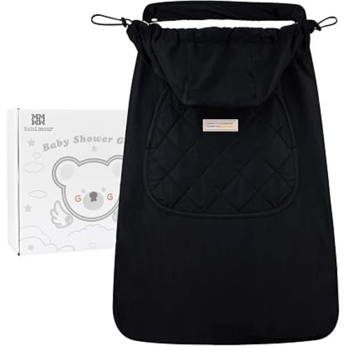 Bebamour Baby Carrier Winter Cover Universal Hoodie All Season Carrier Cover for Baby Carrier (A Black)