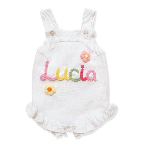 Personalized Baby Romper,Infant Rompers Girl,Custom Knitted Toddler Girl Onesie,White Newborn Bodysuit,Personalized Baby Gifts,Newborn Gift for Birthday