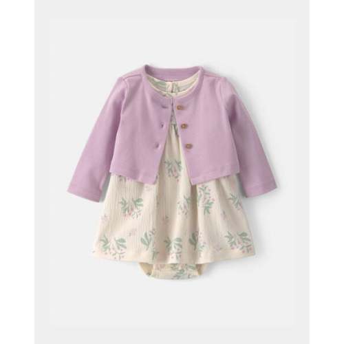 Baby Girl 2-Piece Floral Cardigan Dress Set - Purple | Carter's