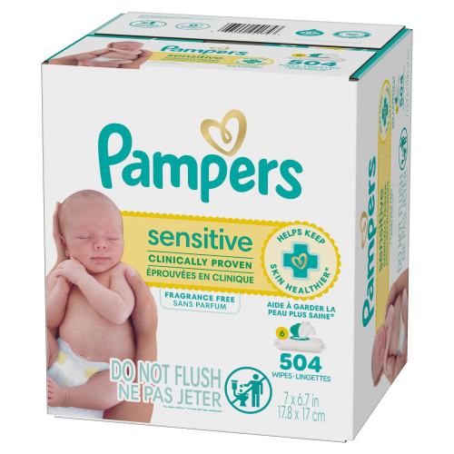 Pampers Unscented Sensitive Skin Baby Wipes, 504-pcs, 6-pk