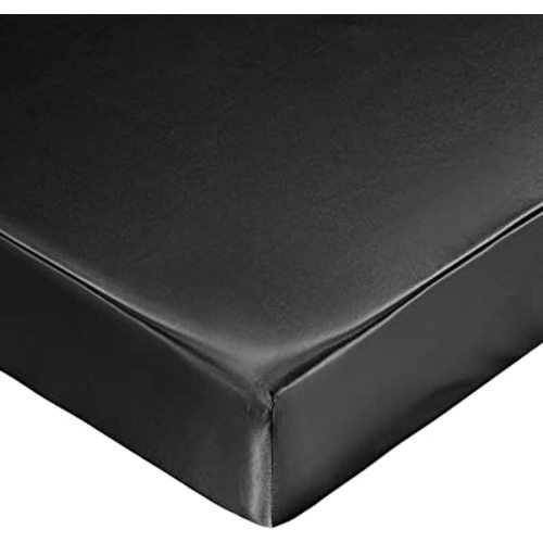 SiinvdaBZX Satin Mini Crib Sheets 38 x 24In, Silky Soft Mini Portable Crib Sheets Mattress Cover Portable Playard Sheets with 5In Deep Pocket, Great for Baby Hair (Black)
