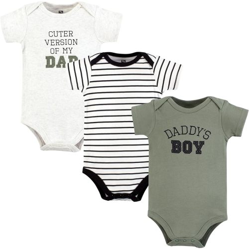 Hudson Baby Infant Boy Cotton Bodysuits, Sage Daddys Boy, 18-24 Months
