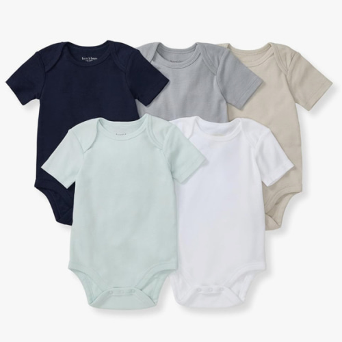 Burt's Bees Baby Unisex Organic Cotton Short and Long Sleeve Bodysuits, 5-Pack