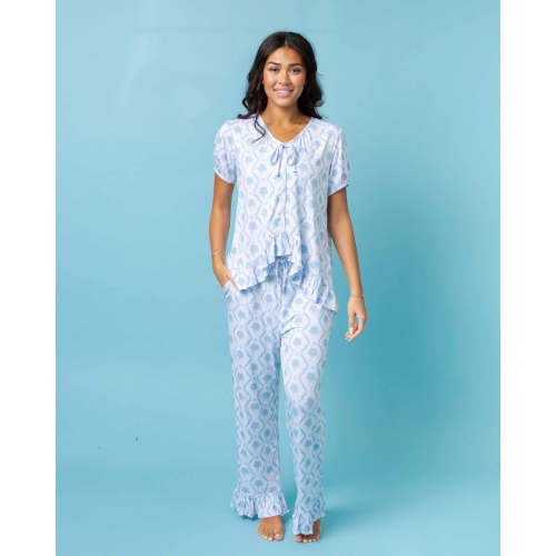 Blue-tiful Bloom Women's Short Sleeve Pajama Set