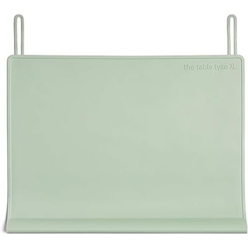 The Table Tyke Table Tyke Placemat XL Silicone Baby Placemat with Teething Edge Bumper - Waterproof Toddler Table Mat for Eating, BPA Free, Dishwasher Safe (Sage Green)
