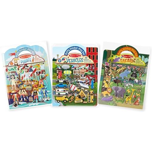 Melissa & Doug M&D Puffy Sticker Bundle - Pirates, Vehicles and Safari (Amazon Only)