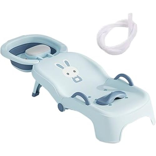 Foldable Bath Seat - Bath Support & Hair Washing Station | Children's Shampooing Recliner for Multi-Purpose Home & Boys Girls Bathroom Toilet Salon Use