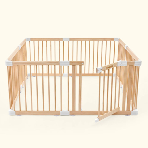 HARPPA Wooden Baby Gate Playpen | Non-Toxic Foldable DIY Adjustable Play Yard for Infants & Toddlers – Natural Finish Baby Fence for Small & Large Spaces