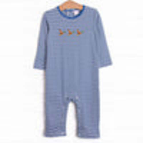 Mallard Migration Pima Embroidered Romper, Blue – Stitchy Fish