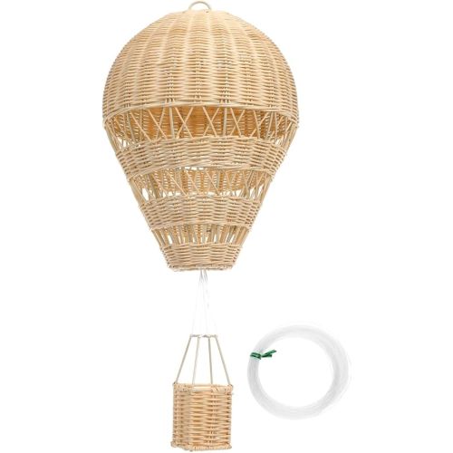 Abaodam Montgolfière tissée en rotin pour chambre d'enfant - Décoration à suspendre - 11,9 cm - Fabriquée à la main - Accessoire photo en rotin naturel