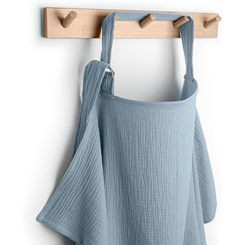 Comfy Cubs Muslin Nursing Cover, Pack of 1, 100% Muslin Breastfeeding Cover - Soft & Breathable Baby Nursing Scarf with Adjustable Neck Strap - Portable, Lightweight & Privacy Coverage - Pacific Blue