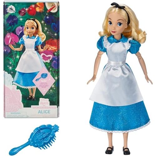 Disney Store Dolls & Games Princess Classic Doll (Alice), 11 Inches, Includes Brush with Molded Details, Fully Posable Toy in Classic Outfit Princess Toys