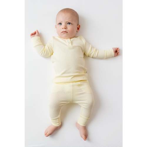 Ribbed Infant Henley Set in Chamomile