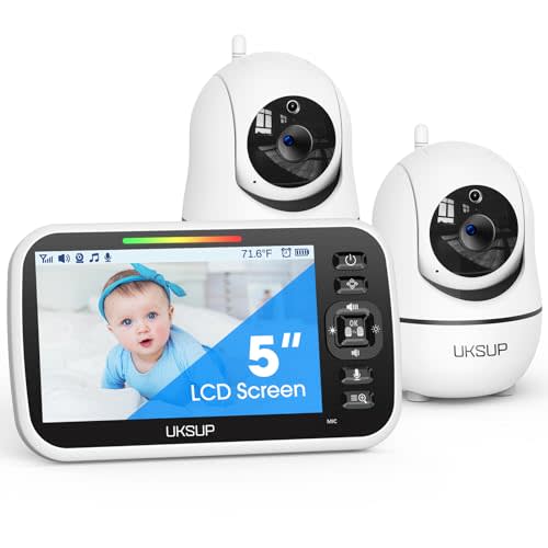 UKSUP SM663V2 Baby Monitor with 2 Cameras - 5" Display Video Baby Monitor with Remote Pan & Tilt, 2X Zoom,Auto Night Vision, 2 Way Talk, Temperature Sensor,Lullabies,960 Feet Range