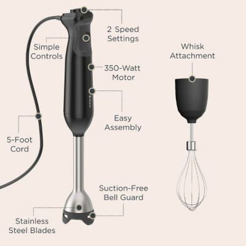 20% off SALE** Vitamix 2-Speed Hand Immersion Blender Bundle with Whisk and Jar Black: Stainless Steel, 350W, Hand Held, Food Processor