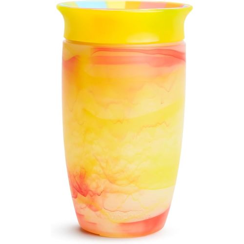 Munchkin Sippy Cups for Toddlers 1-3, Spill Proof Miracle 360 Cup, 10 Ounce, Tropical Swirl, Yellow/Multi