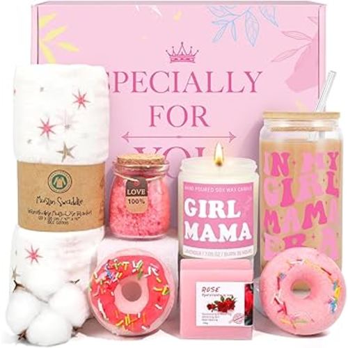 New Mom Gifts & Baby Girl Gift Basket, Baby Shower Gifts for Expecting Mom To Be, Postpartum Gifts For Moms, New Mom Care Package After Birth, First Time Mothers Day Birthday Gifts for Women