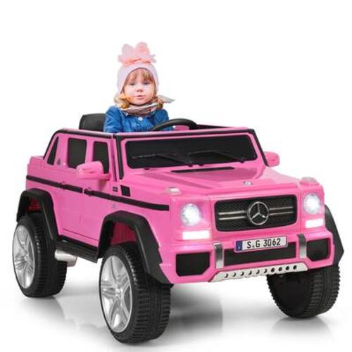 Gymax - 12V Licensed Mercedes-Benz Kids Ride On Car RC Motorized Vehicles w/ Trunk - Pink