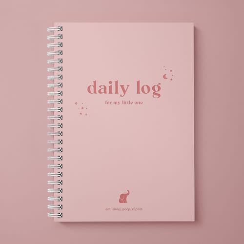 Bubbarino: Baby Daily Log Book, Track and Monitor Newborn Nursing, Sleep, Diaper and Milestones. Gift for New Parents, Grandparents, Babyshower, Nanny or Daycare - Hardcover Spiral Leather A5 (Pink)