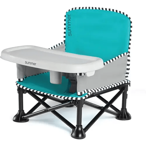 Summer Pop ‘n Sit SE Booster Chair, Sweet Life Edition, Aqua Sugar Color – Booster Seat for Indoor/Outdoor Use – Fast, Easy and Compact Fold