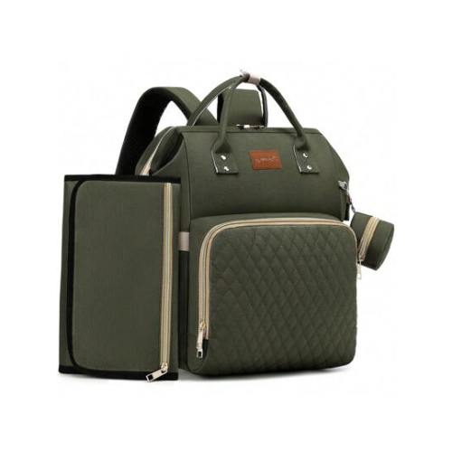Diaper Backpack For Moms - Ultra-Stylish Waterproof Baby Bag With Insulated Bottle Pockets, Changing Pad & Pacifier Case | Large Travel Essentials, Perfect Mother's Day Gift & Baby Shower Registry, Army Green