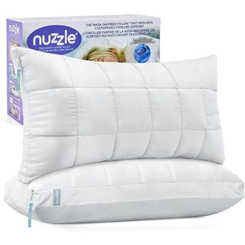 Nuzzle Neck Pillow Adjustable King Size Set of 2,Soft Luxury Hotel Feel