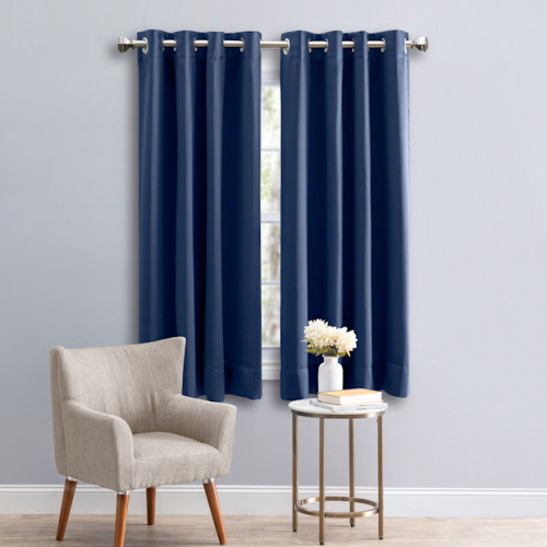 Ricardo Trading Ultimate Black Out Grommet Window Panel Curtain w/Wand - Blue, 56"W X 36"L