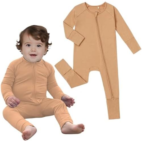 Ultra-Soft Convertible Baby Pajamas, Viscose from Bamboo, Sleepers for Boys & Girls Newborn to 24 Months, Zipper Footless PJs