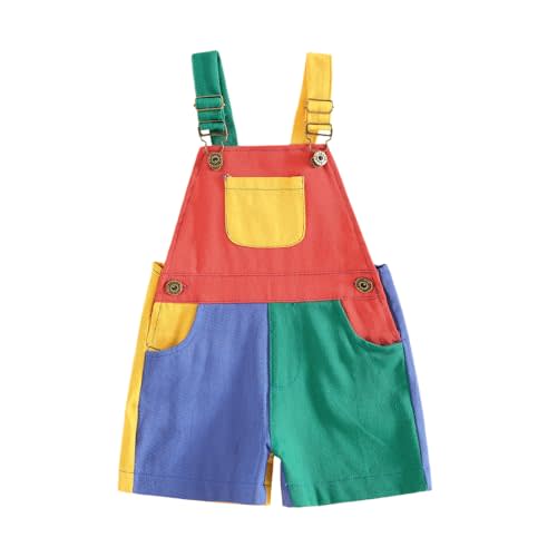 Fernvia Toddler Kids Baby Girl Boy Contrast Color Overalls Shorts Clothes | 6-12 Months,12-18 Months,18-24 Months,2T 3T 4T 5T 6T 7T,Adjustble Shoulder Strap Jumpsuit Workwear,Girls Boys Clothing