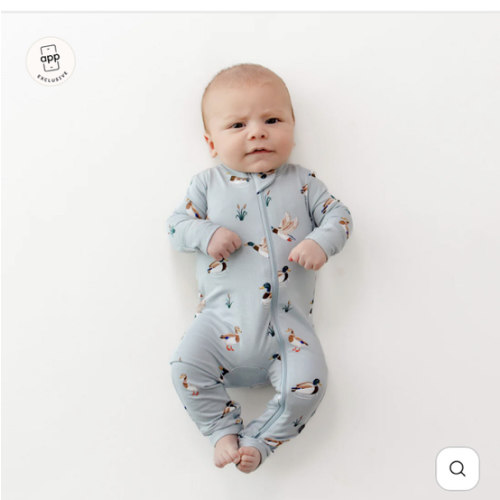 Zippered Romper in Mallard Duck