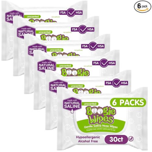 Boogie Wipes Gentle Saline Nose Wipes - 180 Count