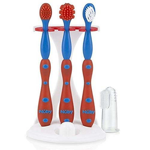 Nuby 4 Stage Oral Care Set System Red/Blue