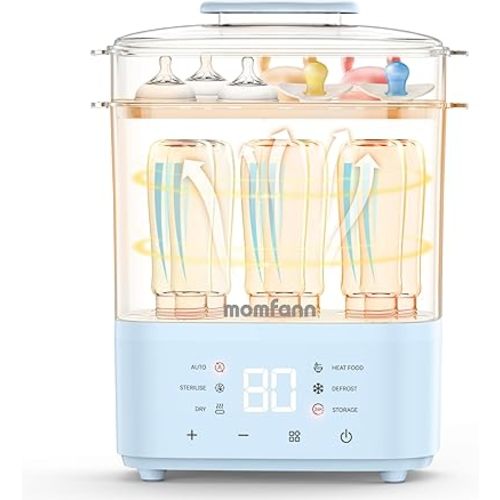 Bottle Sterilizer and Dryer, All-in-One Electric Steam Sterilizer Bottle Sanitizer for Baby Bottles, Pump Parts Accessories Newborn Essential (Blue)