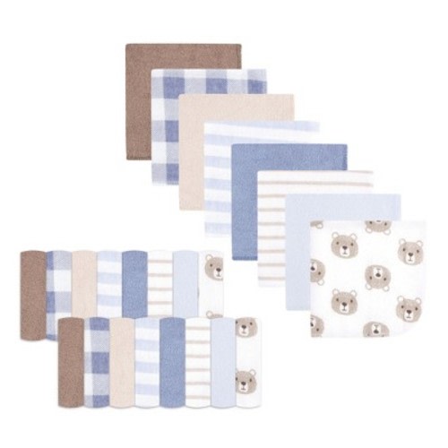Hudson Baby Infant Boy Rayon from Bamboo Washcloth Bundle, Bear, One Size
