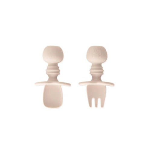 Silicone Forks and Spoons For Teething Babies in Sand | Bumkins