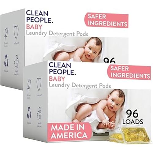 The Clean People Laundry Detergent Pods - Recyclable Packaging, Hypoallergenic, Stain Fighting - Ultra Concentrated, Laundry Soap -Baby (Unscented), 192 Pack