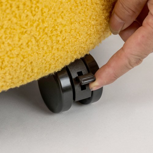 Adeco 20" Wide Button Tufted Round Storage Ottoman with Casters