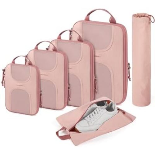 BAGSMART 6 Set Compression Packing Cubes, Travel Luggage Organizer Bags