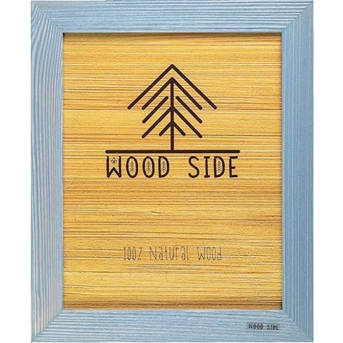 Rustic Wooden Poster Picture Frame 24x36 - Natural Solid Eco Distressed Wood for Wall Mounting Photo Frame - Blue