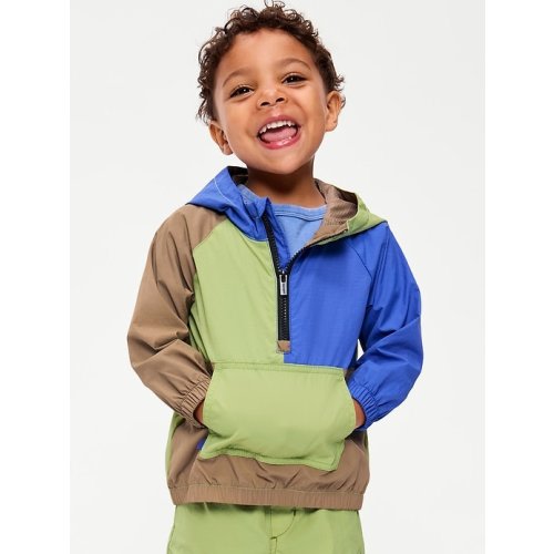 Water-Resistant Half-Zip Hooded Windbreaker