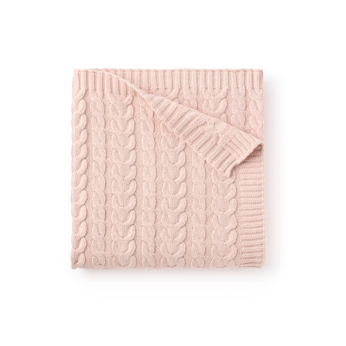 Horseshoe Cable Knit Cotton Blanket, One Size