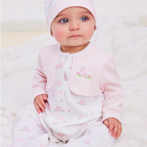 Baby Bunnies Footed One-Piece And Hat
